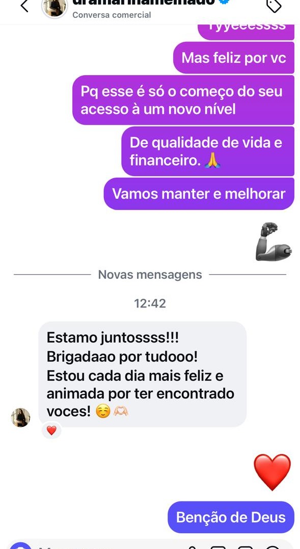 Mensagem de gratidão no Instagram
