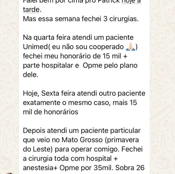 Cirurgia de R$35 mil, paciente de outro estado